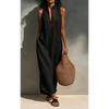 Summer White Sleeveless Hollow V-neck Dress, Holiday Style Loose Dress