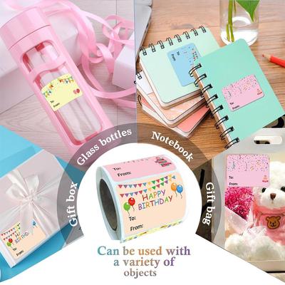 Happy Birthday Gift Tags Colorful Name Tags Stickers Party Favors Packages Seals Christmas Gift Box Bag Packaging Labels