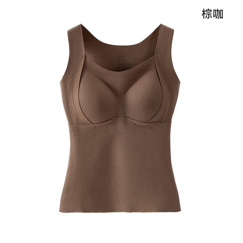 Women Thick Fleece Thermal Warm Vest With Built In Bra Inner Wear