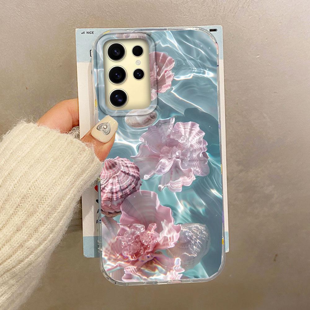 Sommer Ozean Perle Muschel Wasser Textur Mädchen Handyhülle für Samsung Galaxy S25 Edge S24 S23 S22 S21 FE Plus Ultra Schale Hülle