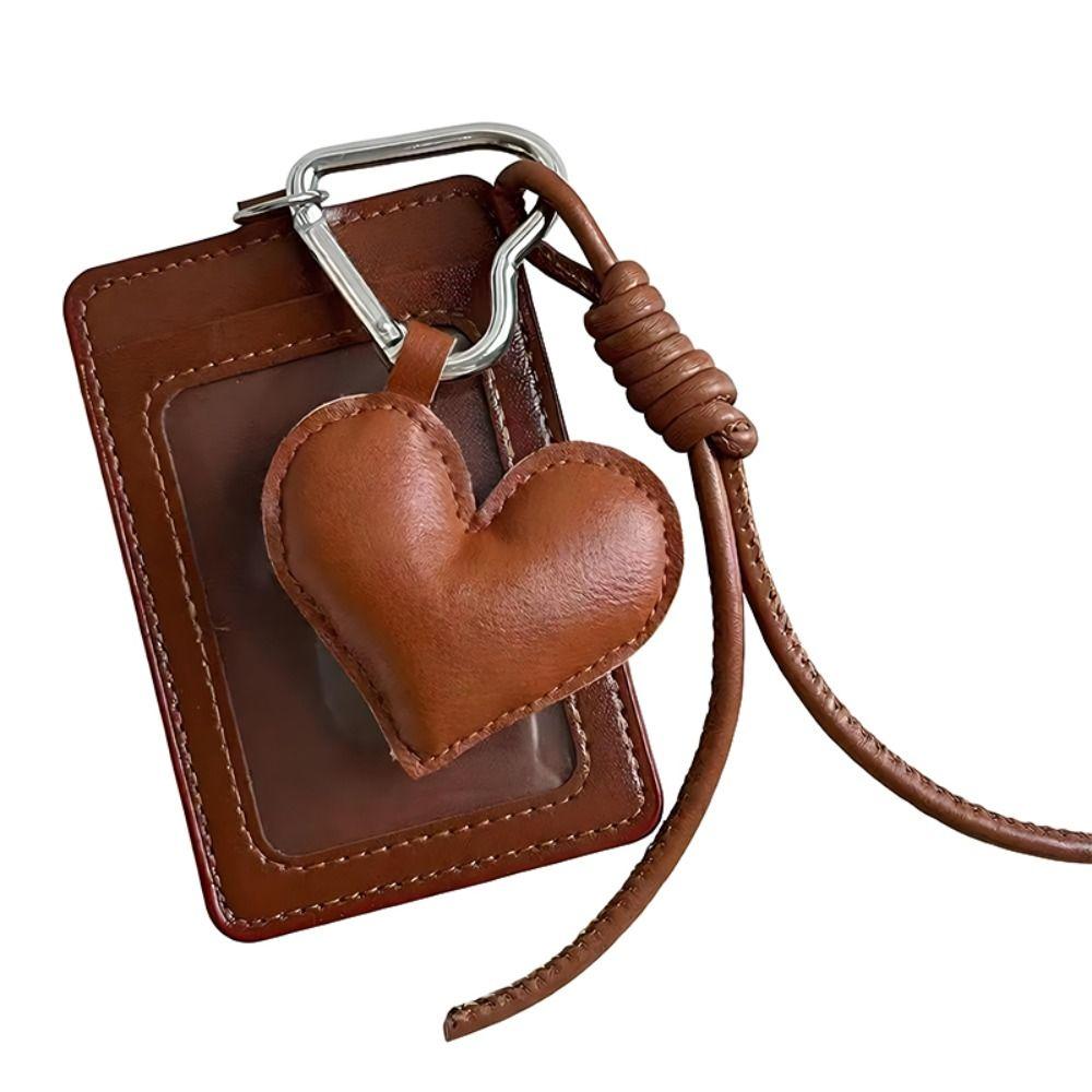 Sweet Cool PU Leather Card Sleeve Bag Pendant Korean Style Bus Card Protector ID Card Holder ID Protection