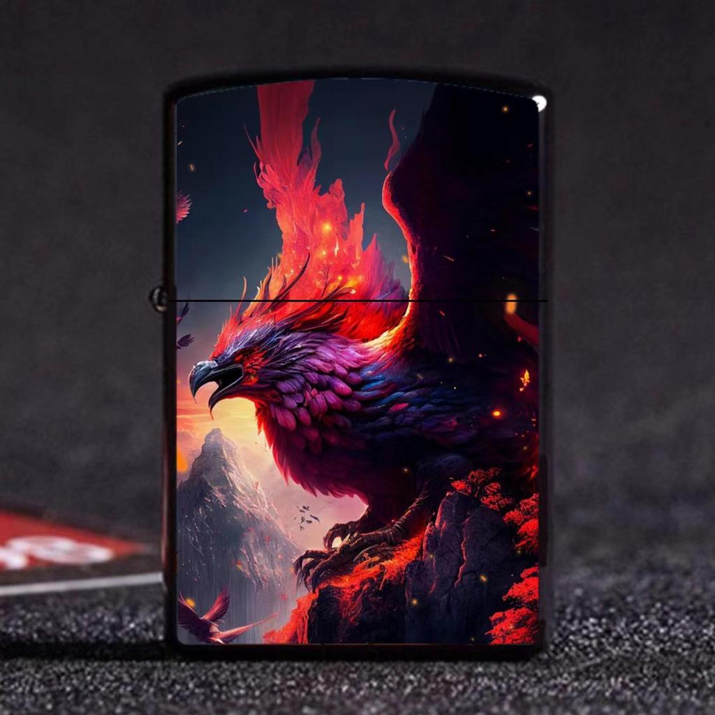 Azure Dragon, White Tiger, Vermilion Bird & Black Tortoise Kerosene Lighter – Creative Design for Douyin