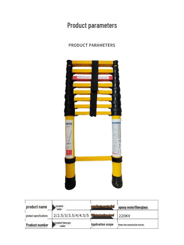 Telescopic Fiberglass Insulated Ladder for Electricians & Fishing Rod Maintenance