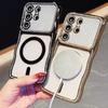 For Samsung Galaxy S26 Ultra Magnetic Case For Samsung S25 Ultra Luxury Plating Wireless Charging Cover With Lens Film Protector
