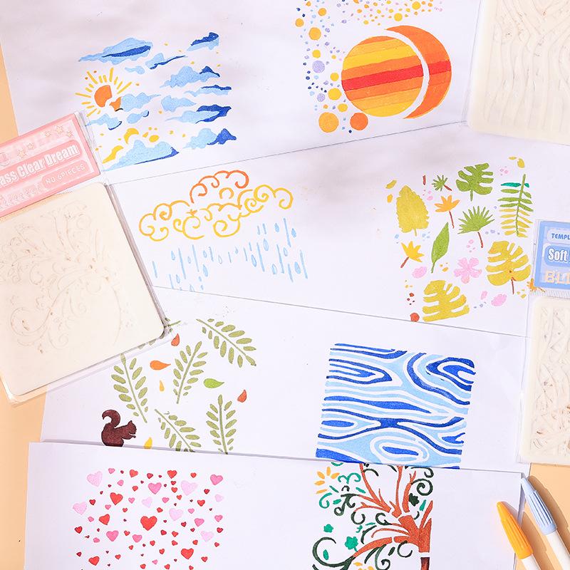 Yue Zhen Bi Ye Yin Meng Hand-painted PET Template for Hollow Carving and Oil Pastel Art