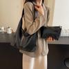 Two-Piece Bag Set Soft Leather Tote Bag Women's Retro Large Capacity Shoulder Bag Underarm Bag