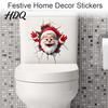 Holiday Window Clings Christmas Toilet Sticker Funny Santa Claus Lid Tank 3D Hole Effect Wall Art Self-Adhesive Waterproof PVC Decal for Bathroom