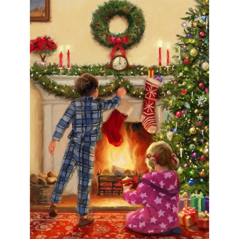 5D DIY Diamond Paint Cartoon Dětská sada křížkového stehu Celá kulatá vyšívání Mozaika Umělecký obrázek Kamínkového vánočního dárku