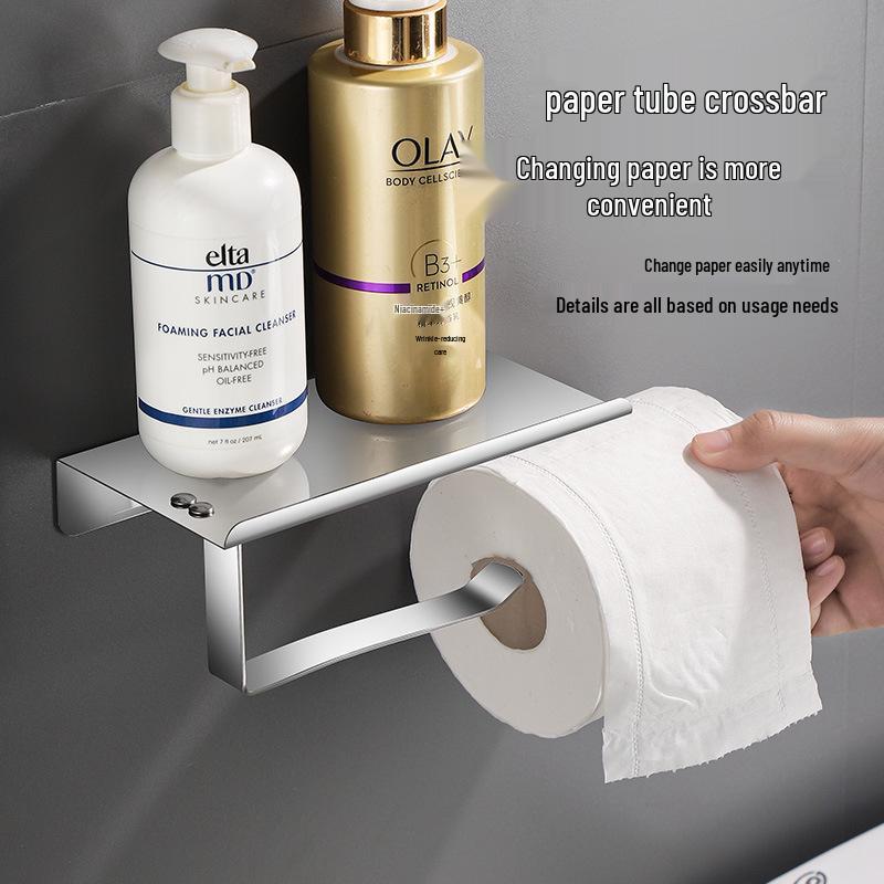 Stainless Steel Punch-Free Toilet Paper Holder for Home or Hotel Bathrooms