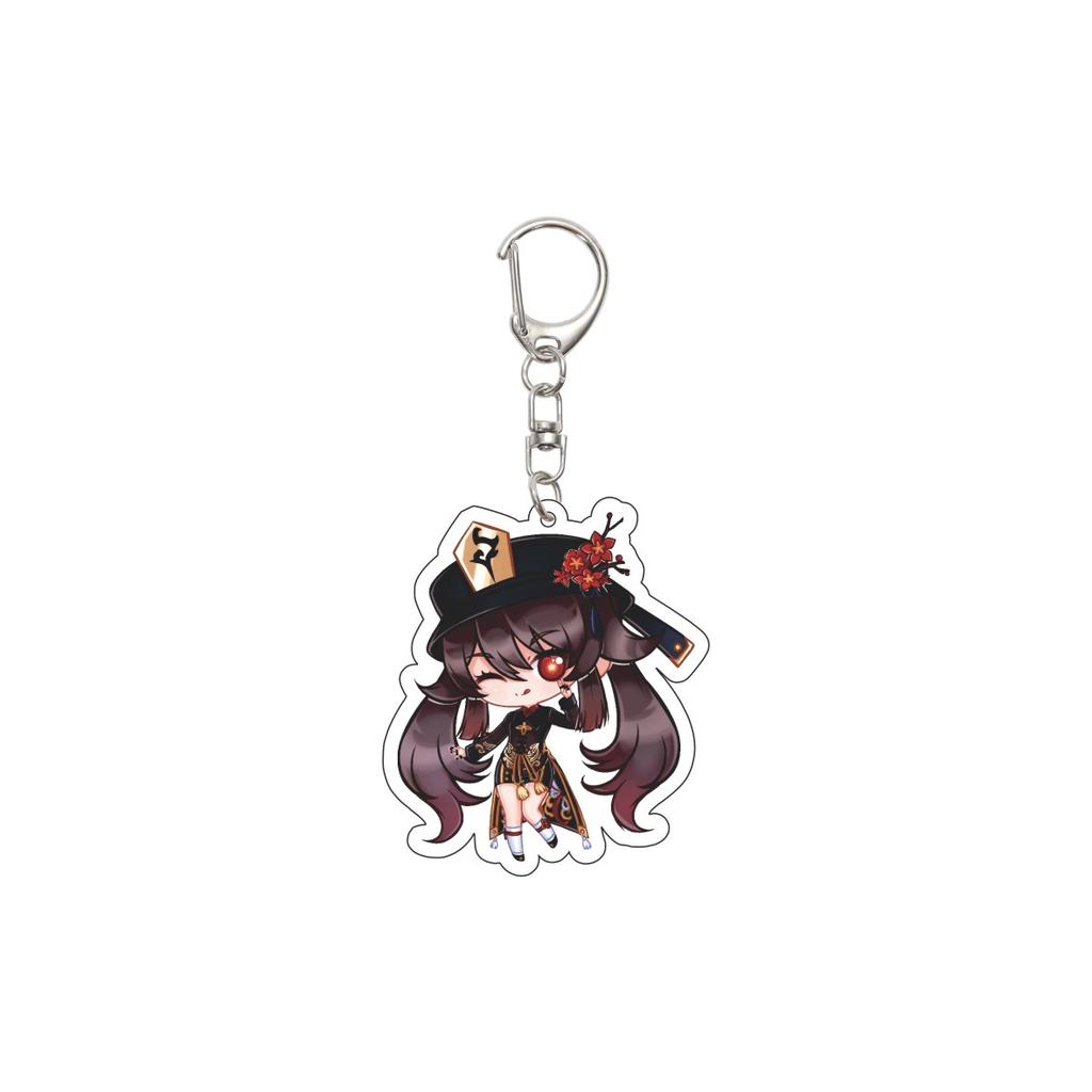 55MM Anime Genshin Impact Keychain Hu Tao Key Chain Acrylic Model Plate Christmas Gifts