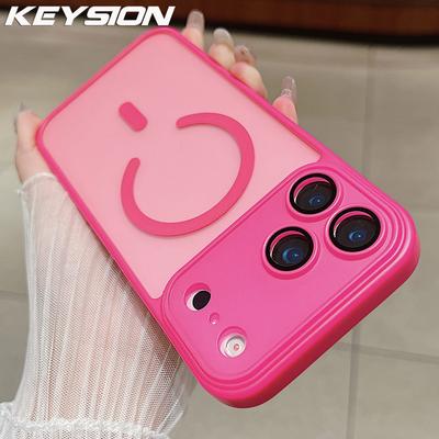 KEYSION iPhone 17 Pro Max için MagSafe için Lüks Mat Yarı Saydam Manyetik Kılıf Kablosuz Şarj Şok Geçirmez Zırh Telefon Kapağı