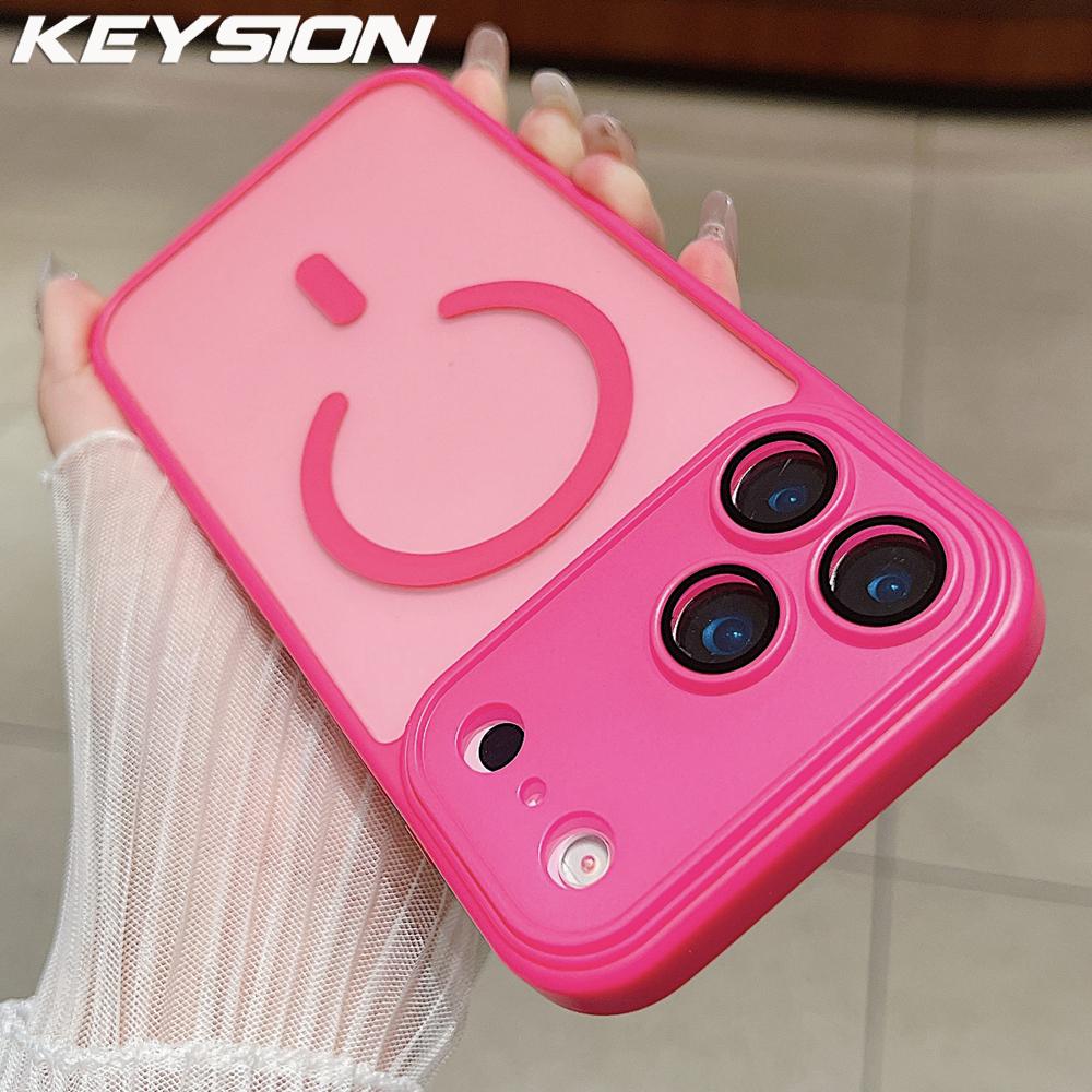 KEYSION Luxury Matte Translucent Magnetic Case for MagSafe for iPhone 17 Pro Max Wireless Charging Shockproof Armor Phone Cover