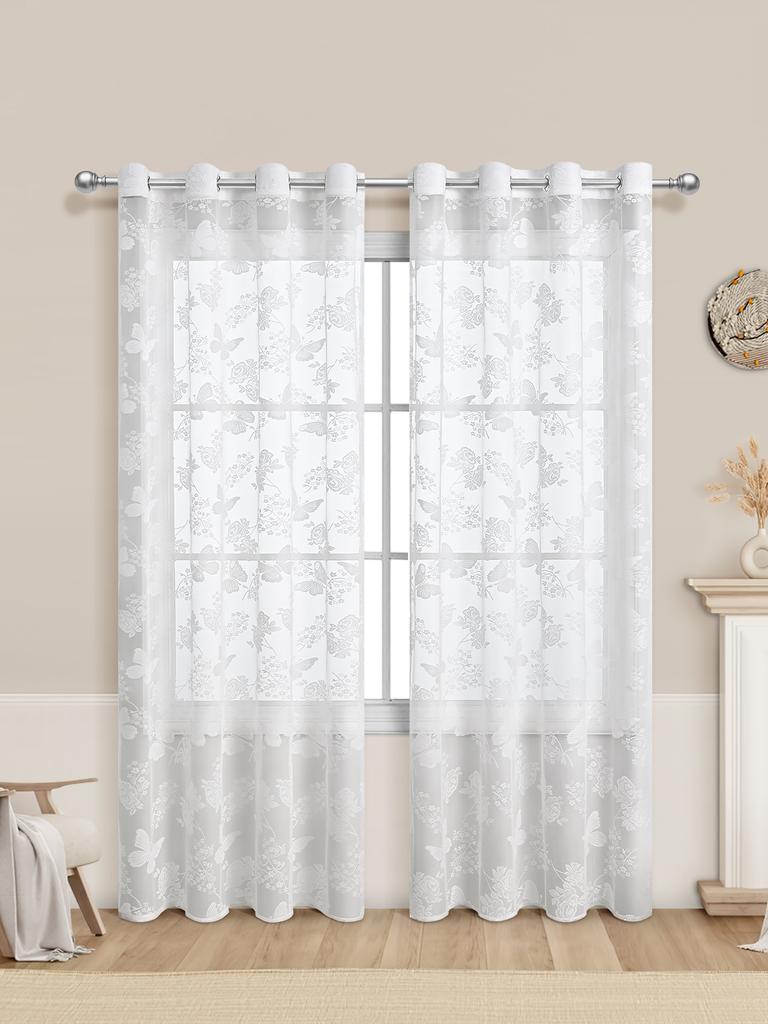 1pc Butterfly and Flower Patterned Punching Curtains for Versatile Household Use
