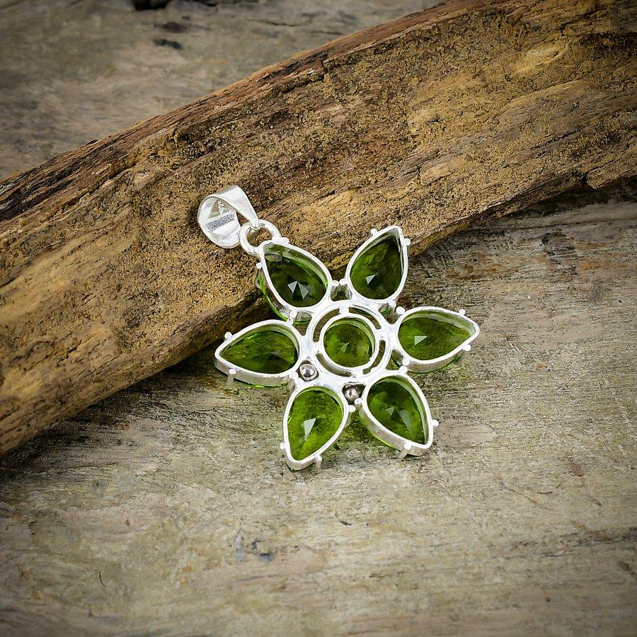 Peridot Gemstone Handmade 925 Sterling Silver Jewelry Pendant 1.77" M-76