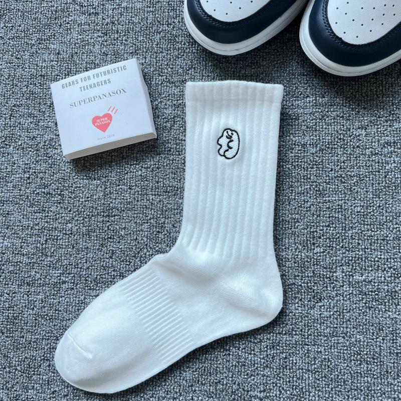 Cityboy Men's Trendy Cartoon Embroidery Mid-Calf Socks - Sweat-Absorbing Sport Socks for Autumn & Winter