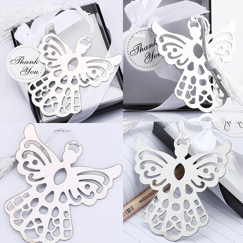 Hot Stainless Steel Silver Guardian Angel Bookmark Tassel Page Marker Ribbon Box