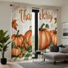 2 Stück HD Thanksgiving Orange Kürbis dekorativer Vorhang Orange digital bedruckter Vorhang Heimdekoration Stil Dekoration Wohnzimmer