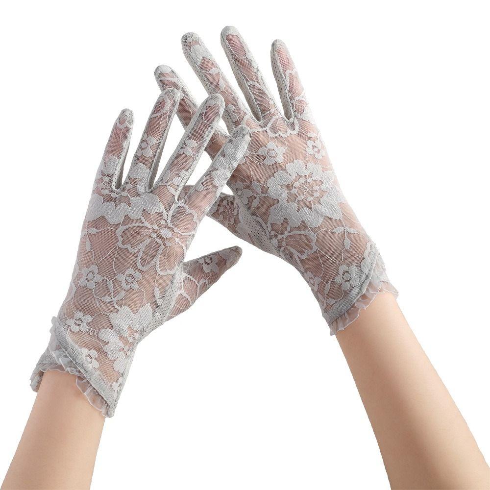 Sun Protection Lace Glove Thin Car Driving Mittens Elegant Touch Screen Gloves  Cycling