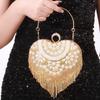 Women's Evening Bag Heart-shaped Clutch Handbag Purse Rhinestones and Pearls Beaded Lady Shoulder Bags For Wedding Party Prom