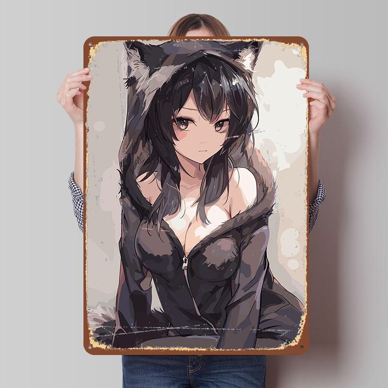 Anime Husky Girl Tin Poster Customized Retro Wall Art Vintage Metal Signs for Room Bedroom Decoration At Home Decor Items Gaming