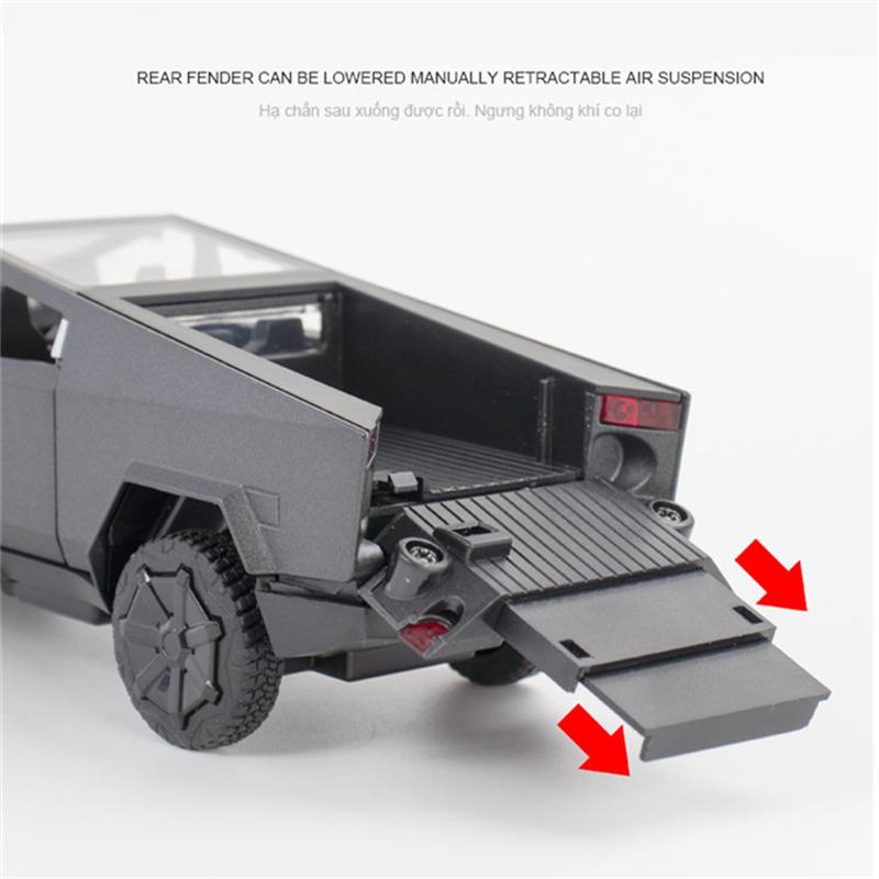 1/32 Tesla Truck Cyber Juguete Camioneta Pick-up Modelo de Camión de Aleación Coche de Metal Fundido a Presión Vehículos Todoterreno Modelo de Coche Sonido Luz Coche Regalos para Niños