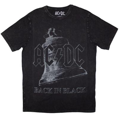 AC/DC Stone Wash T-Shirt: Back In Black Bell OFFIZIELL NEU