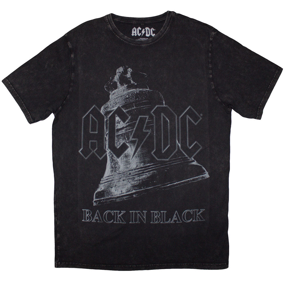 

AC/DC Stone Wash T-Shirt: Back In Black Bell OFFICIAL NEW M