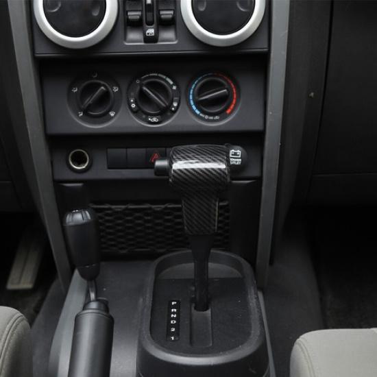 Gear Shift Knob Head Decor Cover Trim For Jeep Wrangler JK 2007-10 Carbon Fiber