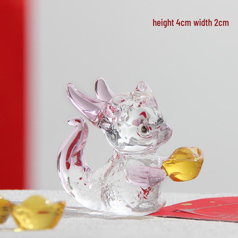 

2024 Год Дракона Стеклянное украшение ручной работы в подарок - Украшение в виде куклы-дракона 4.5cm