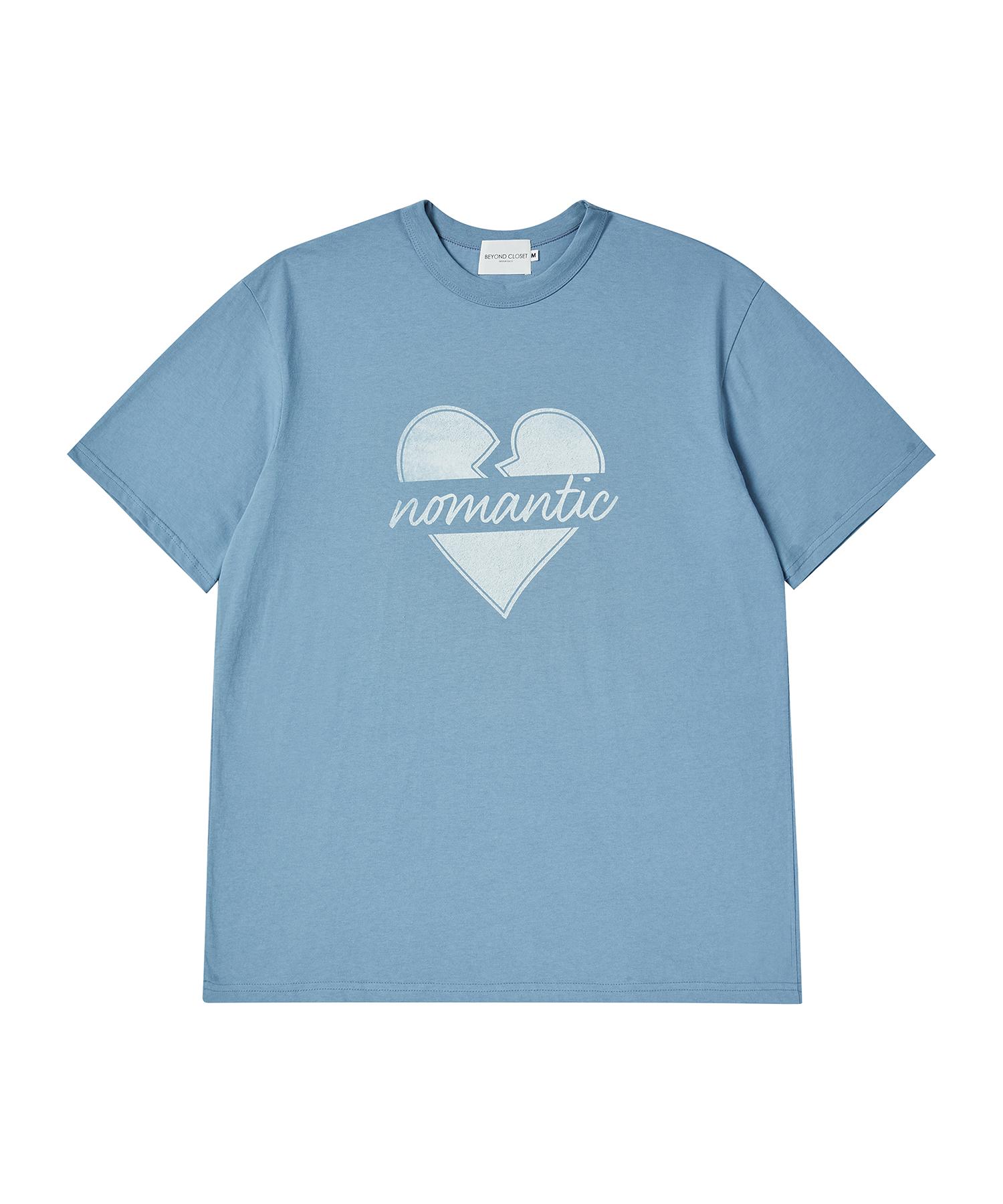 Beyond Closet Nomantic Original Logo Vintage Print Short Sleeve T-Shirt Teal Blue Teal Blue/Medium