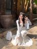 2026 White 'First Love' Sweet Spaghetti Strap Beach Vacation Dress