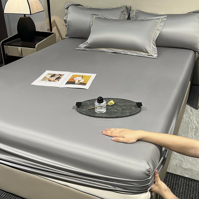 Napínací prostěradlo z ledového hedvábí 90x200 cm Více velikostí Prostěradlo Měkký satén Elastické Matrace Domácí Ložnice Prostěradlo s 360° Elastickým Páskem