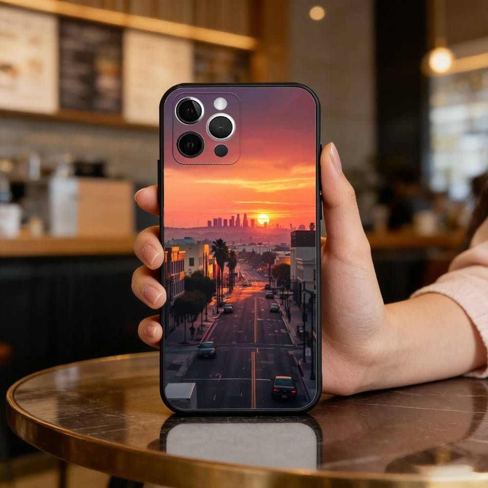 Kalifornien Reise Los Angeles Handyhülle Für iPhone 17,16,15,14,13,12,11 Plus,Pro Max,Weiches Silikon Schwarze Hülle