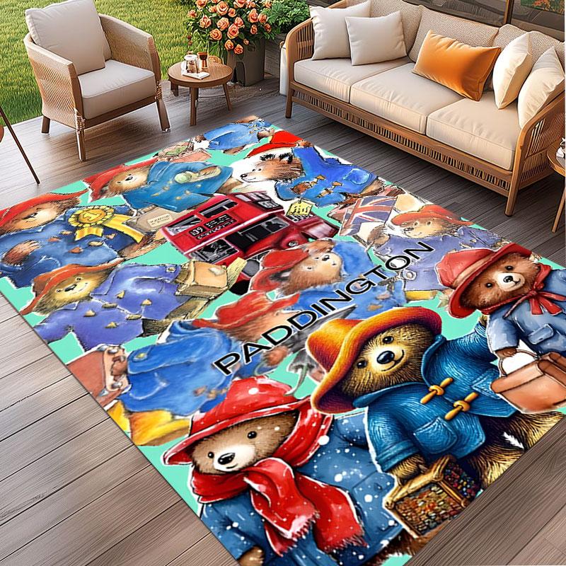 Paddington Bear Print Rug, Washable Floor Carpet, For Entryway Dorm Laundry Room Office Study, Home Decor Birthday Christmas Gift