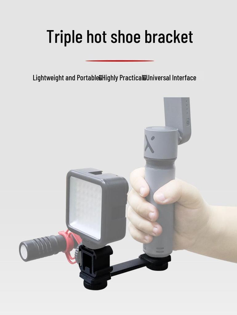 Tripod Mount with Long Horizontal Bar, Flash Hot Shoe, Multi-Position Phone Holder, and Fill Light Bracket