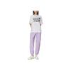 Li Ning Sports Lifestyle Series Solid Color Logo Embroidered Striped Drawstring Cuffed Knitted Joggers Women Joggers Purple AYKS774-2