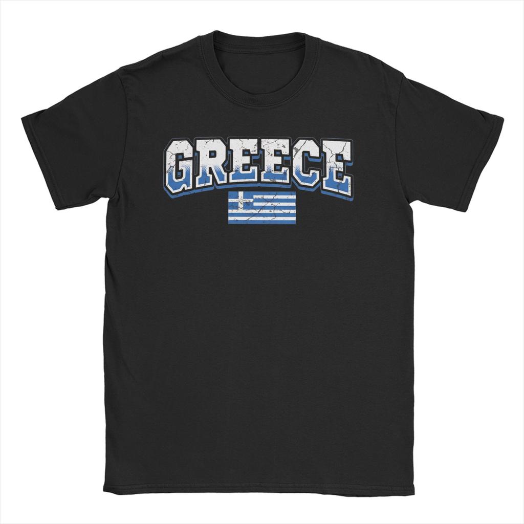 Greek Flag Greece Hellas Hellenic Men T Shirts Novelty Tees Short Sleeve Crewneck TShirts 100 Cotton Plus Size Tops