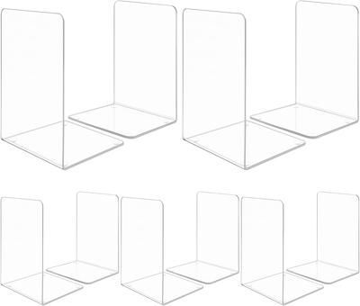 2-8 Pieces Book Ends, Bookends, Books Stand, Books Stoppper, Clear Bookend for Shelves, Acrylic Book Ends for School, Library
