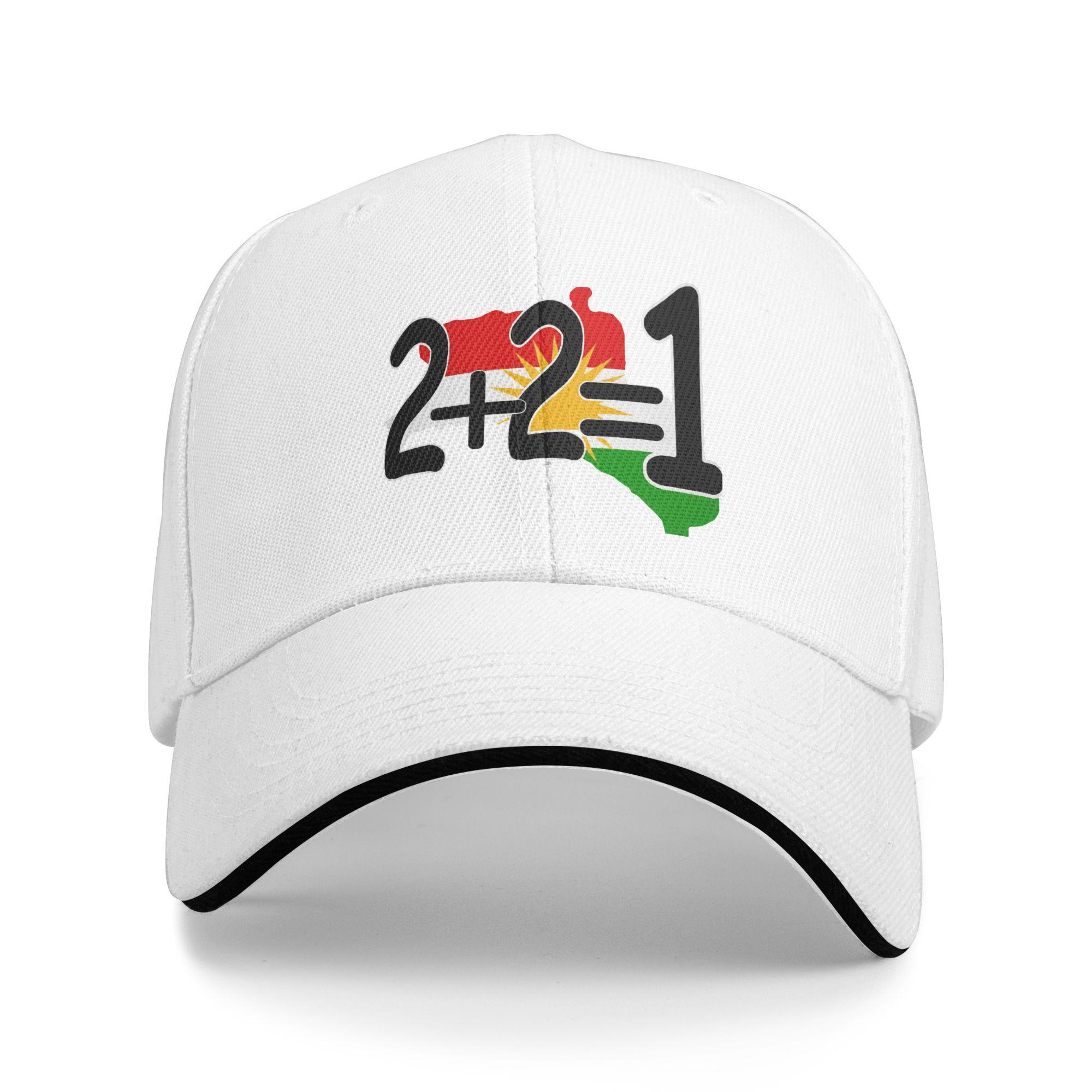 Kurdistan Karten 2+2=1 Sandwich Mütze für Erwachsene, Modische Mütze Sportkappe Verstellbar Polyester Baseballkappen Sommer One Size black