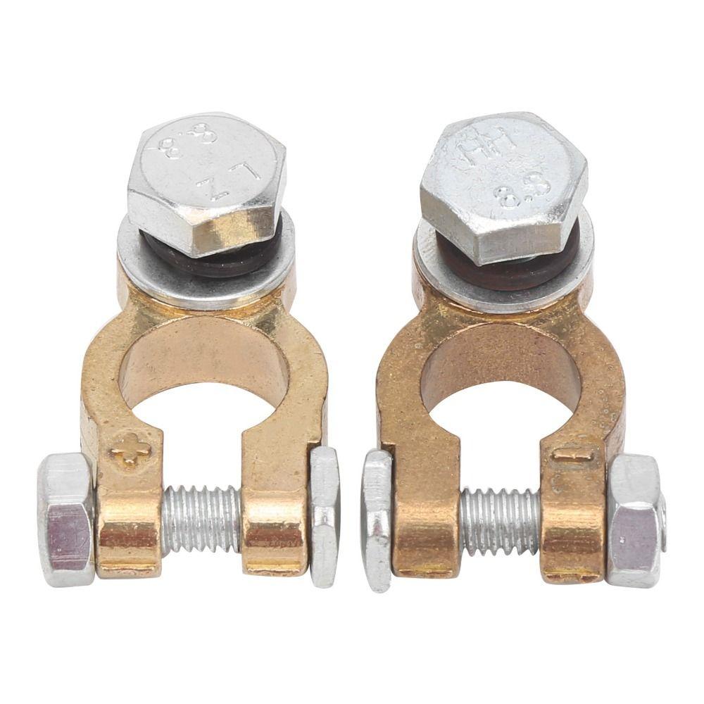 2PCS Pure Copper Battery Terminal Connectors Alloy Heavy Duty Top Post Connectors Brass Secure Fit Positive Negative Terminals