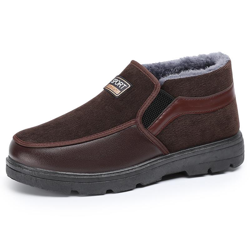 Ghete de iarnă din bumbac pentru bărbați, cu căptușeală din lână - Talpă groasă, rezistente la frig și confortabile pentru seniori