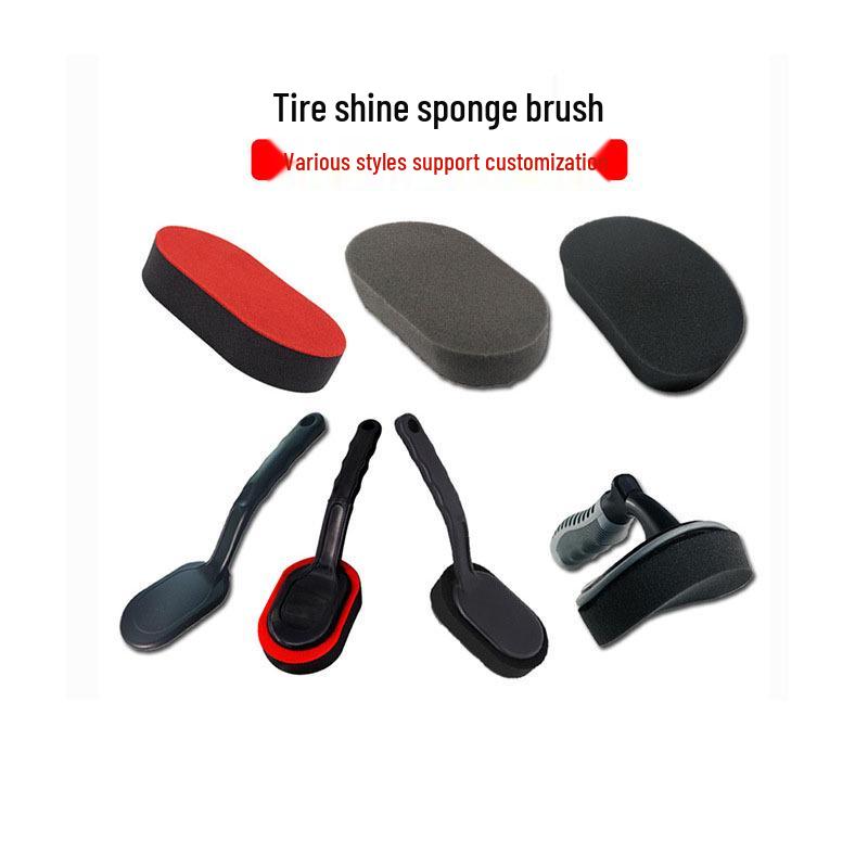 Tire Polishing & Waxing Brush with Replaceable Handle and Sponge