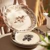 Retro Chinese Style Ceramic Plate Light Luxury Restaurant Plates Breakfast Dessert Trays Delicious Dishes Household Tableware