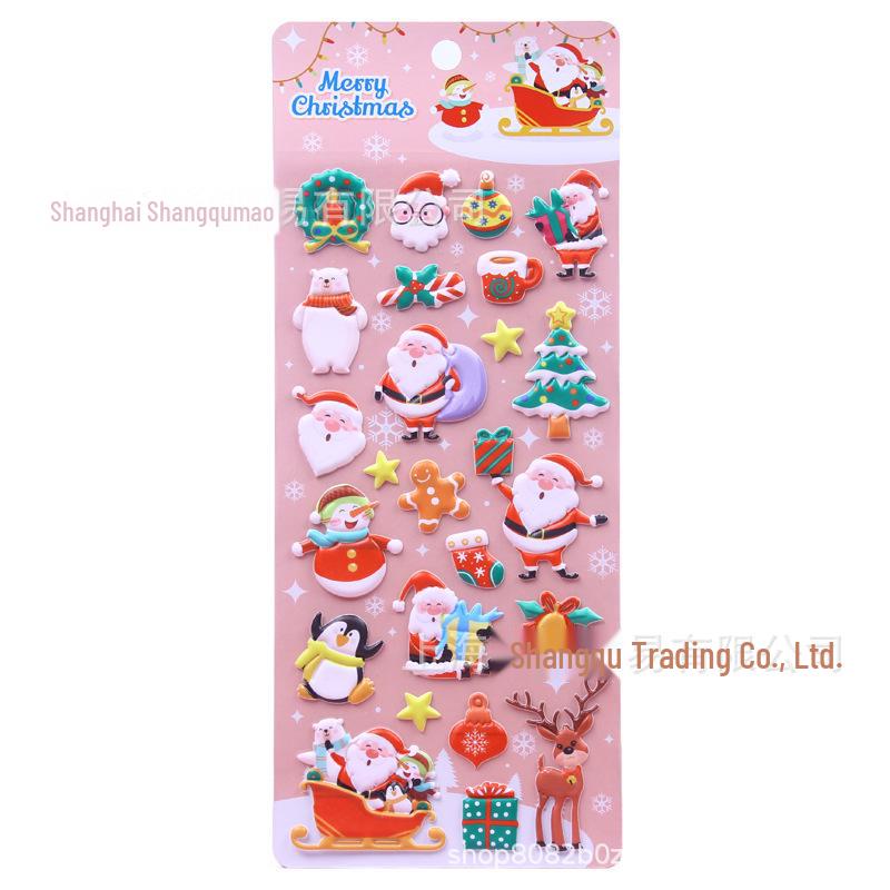 Nové 3D vánoční pěnové samolepky: Dětské kreslené návrhy s Santa Clausem, sněhovou vločkou a losem