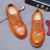 Big Head Business Dress Leather Shoes British Goodyear Carved Handmade Shoes Leather Sole High-end Inside and Outside Cowhide Men's Shoes