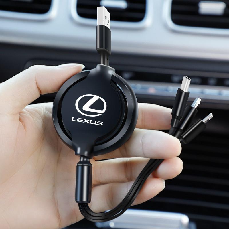 Car Interior 3 In 1 Fast Charger USB Data Cable for Lexus ES RX NX LS UX LM LX GX LC RZ IS CT GS RC HS SC TX LBX IS Accessories