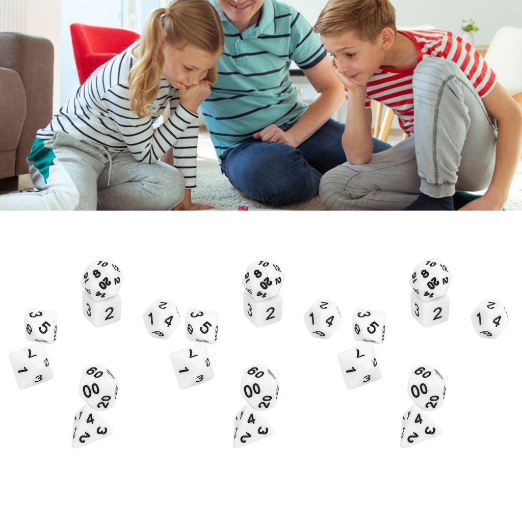 21Pcs Multi Sided Dice Set Waterproof Safe Practical Puzzle Tabletop Game Polyhedral Dice Kit White