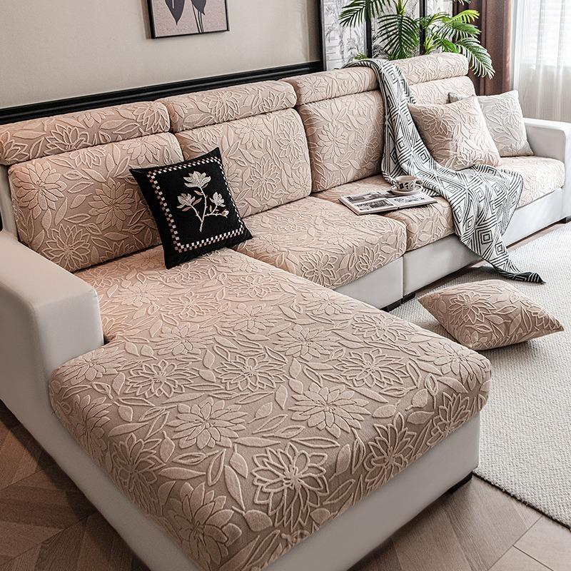 

1Piece Camellia Jacquard Stretch Sofa Cushion Cover, Elastic Floral Sofa Slipcover for Living Room Four Seasons Pet Friendly Headrest хаки