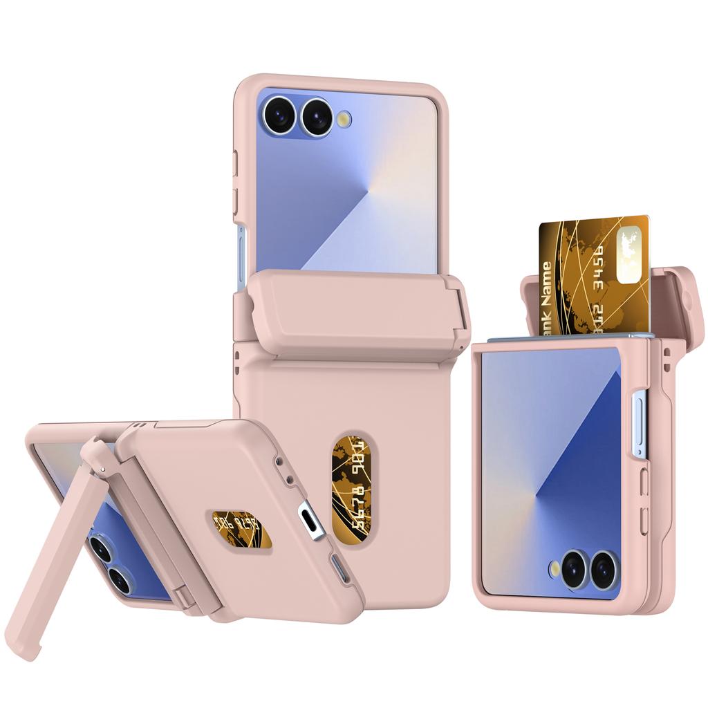 Shockproof Bracket Hinge Case For Samsung Galaxy Z Flip 7 6 5 Flip7 Flip6 Zflip7 Cover Hard Wallet Card Insertion Folding Cases