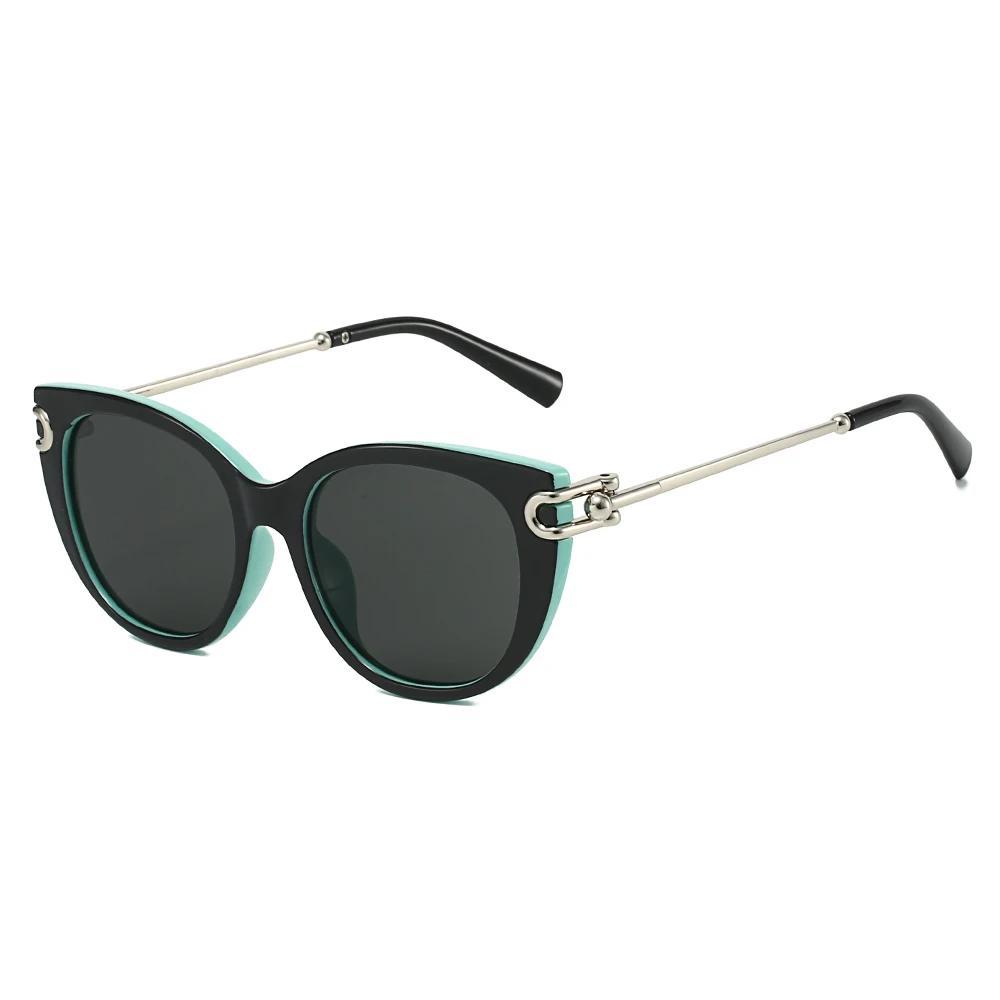 2026 New Two-Tone Sunglasses: Cat-Eye Silhouette, Silver Accents, Stylish Streetwear Piece – High-End Ins-Style Shades